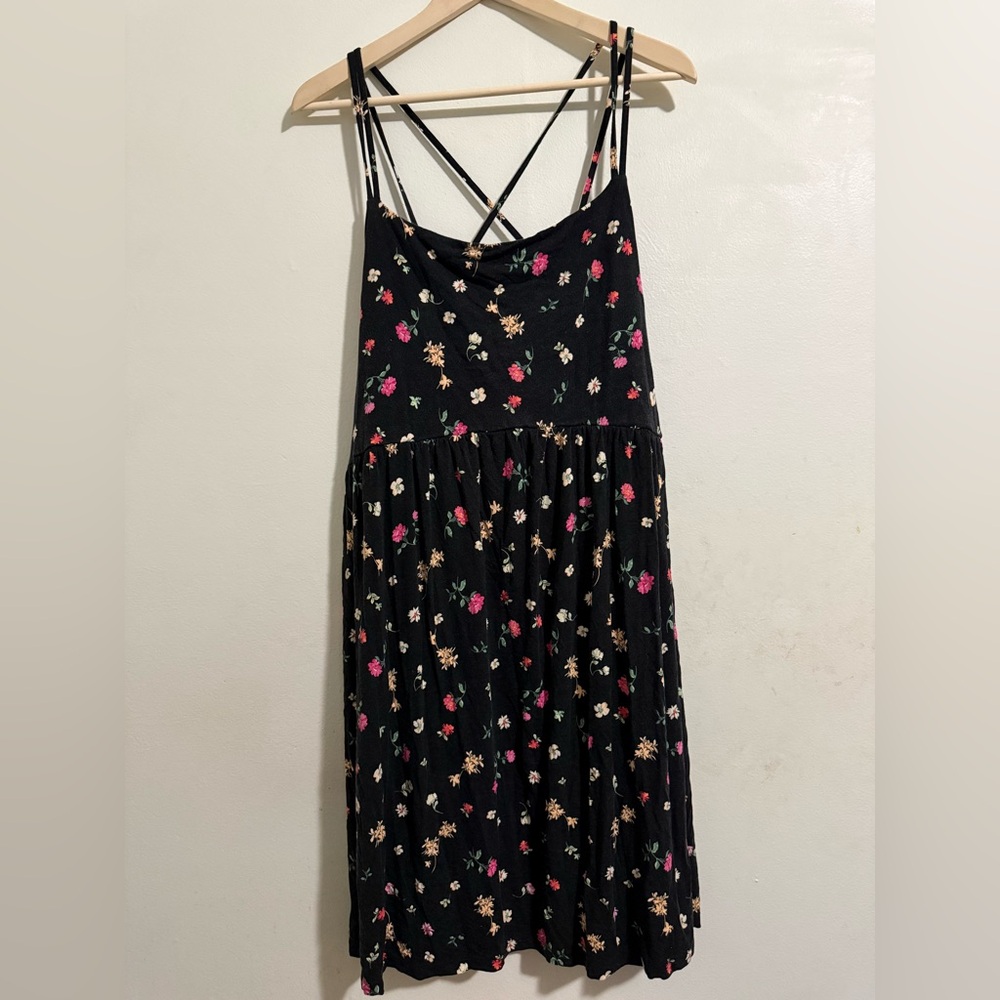 Old Navy Black Floral Midi Dress